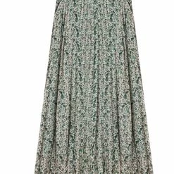 Ivy + Jack Ritzy Emerald Leaf Midi Pleated Skirt