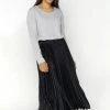 Stella + Gemma Isabella Black Pleated Midi Skirt