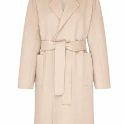 Birds Of A Feather Celine Beige 100% Merino Wool Longline Coat Fashion