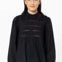 Seeking Lola Fashion Desire Black Lace Front LS Top