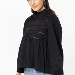 Seeking Lola Fashion Desire Black Lace Front LS Top
