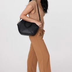 Saben Accessories Liv Black Croc Leather Hand Bag