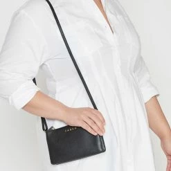 Saben Accessories Tilly Multi Pocket Black Leather Crossbody Clutch