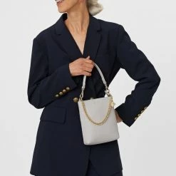 Saben Suit Separates Coco Glacier Leather Bucket Bag With Gold Chain Detail