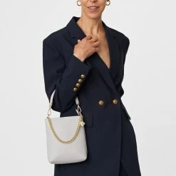 Saben Suit Separates Coco Glacier Leather Bucket Bag With Gold Chain Detail