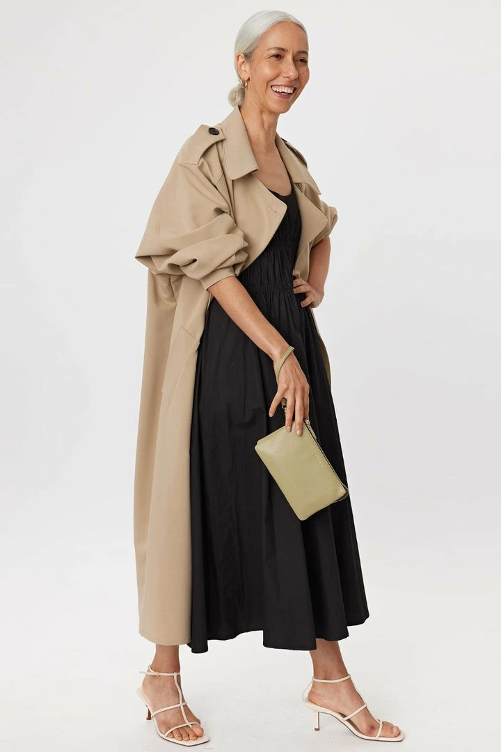 Saben Tilly Multi Pocket Tussock Pale Green Leather Crossbody Clutch