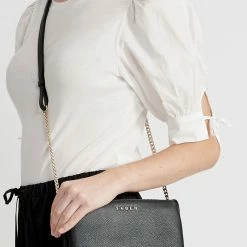 Saben Accessories Tilly's Big Sis Black Multi Pocket Chain Strap Leather Large Clutch