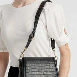 Saben Sadie Black Croc Saddle Shoulder Bag Accessories