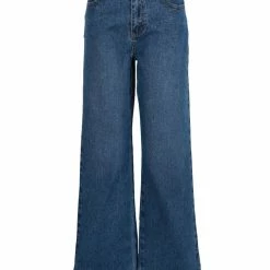 Among The Brave Fashion Sail Away Mid Blue Front Pocket Wide Leg Denim Jean