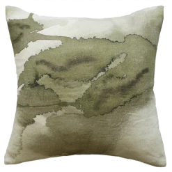 Mulberi Seamus Green Feather Filled 100% Linen Cushion 50x50cm Cushion, Throws & Linen