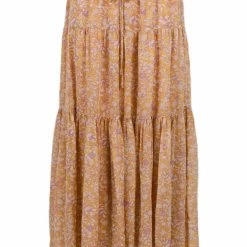 Among The Brave Fashion Sensational Spice Floral Georgette Tiered Tie Waist Maxi Skirt