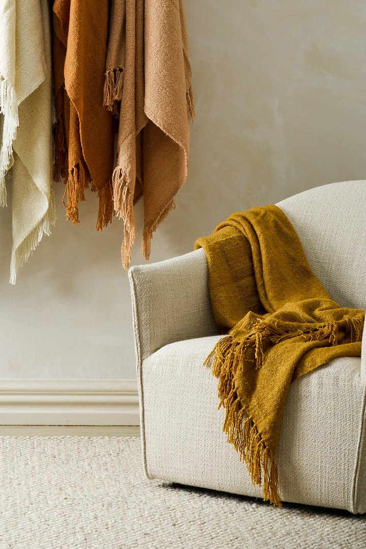 Mulberi Serenade Turmeric 125x150cm Throw Cushion, Throws & Linen