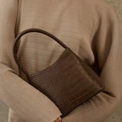 Brie Leon Chloe Top Handle Chocolate Matte Croc Bag Accessories