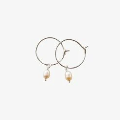 Audrey Loves Ruby Small Pearl Sterling Silver Hoop Earrings Accessories