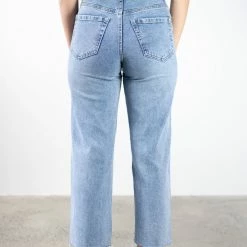 Among The Brave Molly Mid Blue Wide Leg Cropped Denim Jean