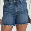 Nobody Denim Stevie Aspects Dark Blue Denim Shorts Fashion