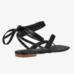 St Sana Stormy Black Vegan Leather Strappy Lace Up Sandal Accessories