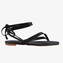 St Sana Stormy Black Vegan Leather Strappy Lace Up Sandal Accessories