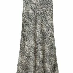 Ivy + Jack Stunning Mini Leopard Satin Side Split Bias Midi Skirt