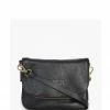 Federation Accessories Take Me Black Leather Fold Over Cross Body Gold Hardware Bag