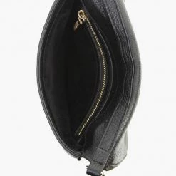 Federation Accessories Take Me Black Leather Fold Over Cross Body Gold Hardware Bag