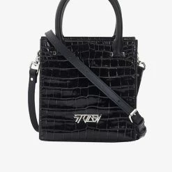 Stolen Accessories Tour Buddy Black Croc Mini Cross Body Tote Bag