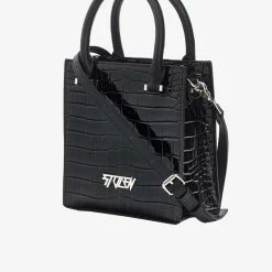 Stolen Accessories Tour Buddy Black Croc Mini Cross Body Tote Bag