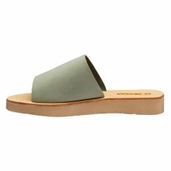 Solsana Tara Comfy Leather Slide Moss Natural Base Chunky Sole