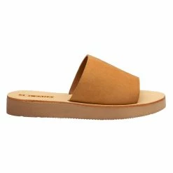 Solsana Accessories Tara Comfy Leather Slide Nude Natural Base Chunky Sole