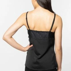Ivy + Jack Loyal Black Satin Lace Trim Cami