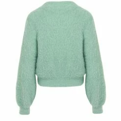 Among The Brave Fashion Tender Sage Fluffy Blousen Sleeve Cropped Cardigan