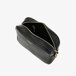 Nakedvice Accessories The 1995 Gold Zip Crossbody Bag Pebble Black Leather