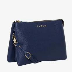 Saben Tilly's Big Sis Crossbody French Navy Leather Large Clutch Accessories