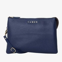 Saben Tilly's Big Sis Crossbody French Navy Leather Large Clutch Accessories