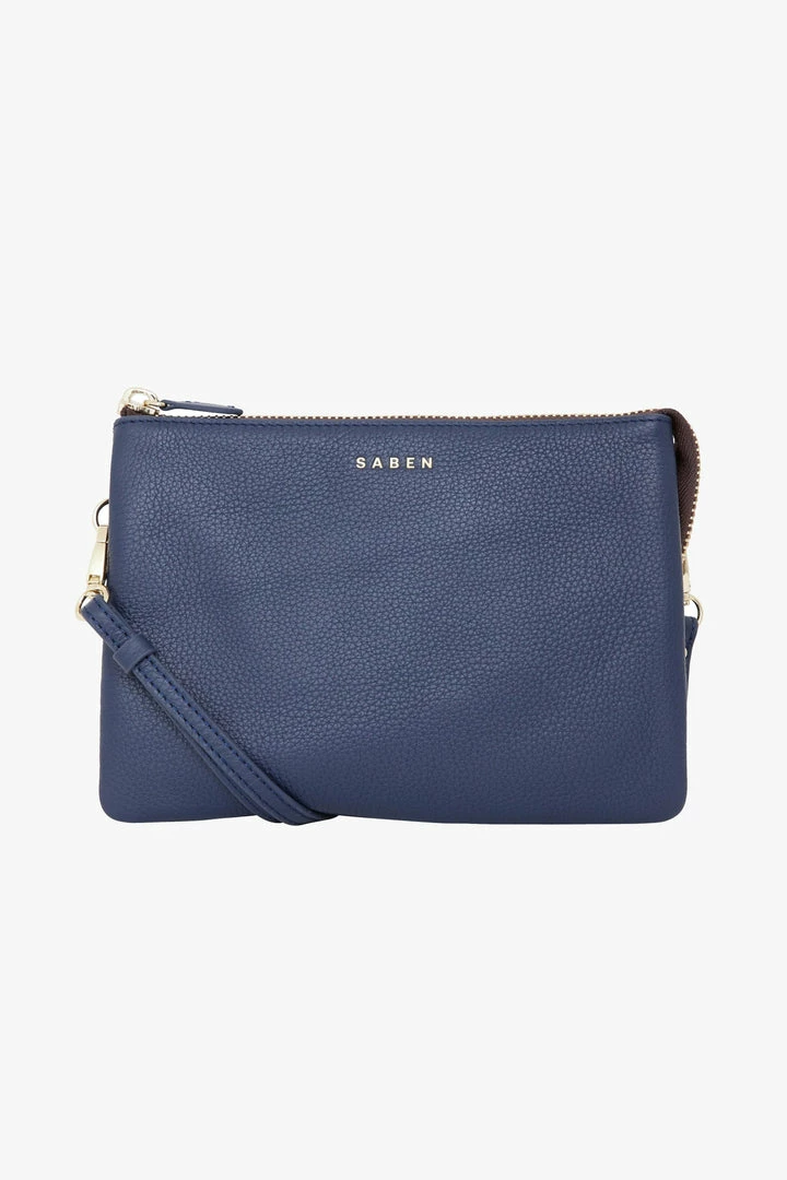 Saben Tilly's Big Sis Crossbody Navy Leather Large Clutch Accessories