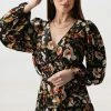 Among The Brave Twilight Large Black Floral LS Tiered Maxi Dress Fashion