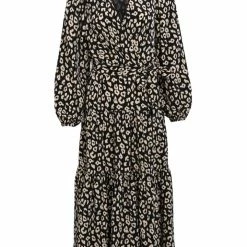 Among The Brave Twilight Black Animal LS Tiered Maxi Dress Fashion