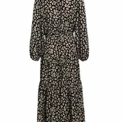 Among The Brave Twilight Black Animal LS Tiered Maxi Dress Fashion