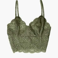 Queen Of The Foxes Tops & Tees Strappy Olive Lace Bralette