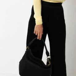 Vash Dani Black Bubble Leather Hobo Bag