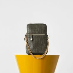 Vash Accessories Ibiza Military Green Croc Crossbody