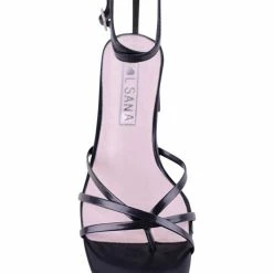 Solsana Accessories Violet Ankle Strappy Black Low Heel Shoe