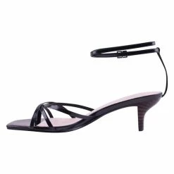 Solsana Accessories Violet Ankle Strappy Black Low Heel Shoe
