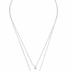 Pilgrim Lucia Pi Silver Double Necklace With Crystals