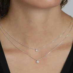 Pilgrim Lucia Pi Silver Double Necklace With Crystals