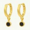 Brie Leon Accessories 925 Renondo Drop Earrings Gold Plated Black Stone Drop Detail