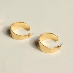 Brie Leon Accessories Sabana Gold Wide Stud Hoop Earrings