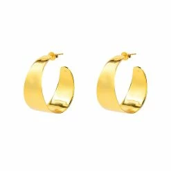 Brie Leon Accessories Sabana Gold Wide Stud Hoop Earrings