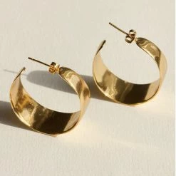 Brie Leon Accessories Sabana Gold Wide Stud Hoop Earrings
