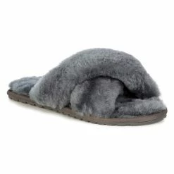 Emu Mayberry Charcoal Wool Crossover Slippers